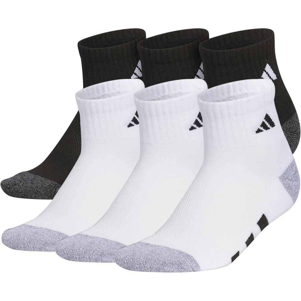 image:imageadidas Unisex Kids Cushioned Quarter Ankle Socks for Boys and Girls 6 Pairs Durable amp ComfortableWhiteBlackWhite