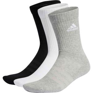 adidas womens Cushioned Crew Socks (3 Pairs) Durable & Comfortable(Mgreyh/White/Black)