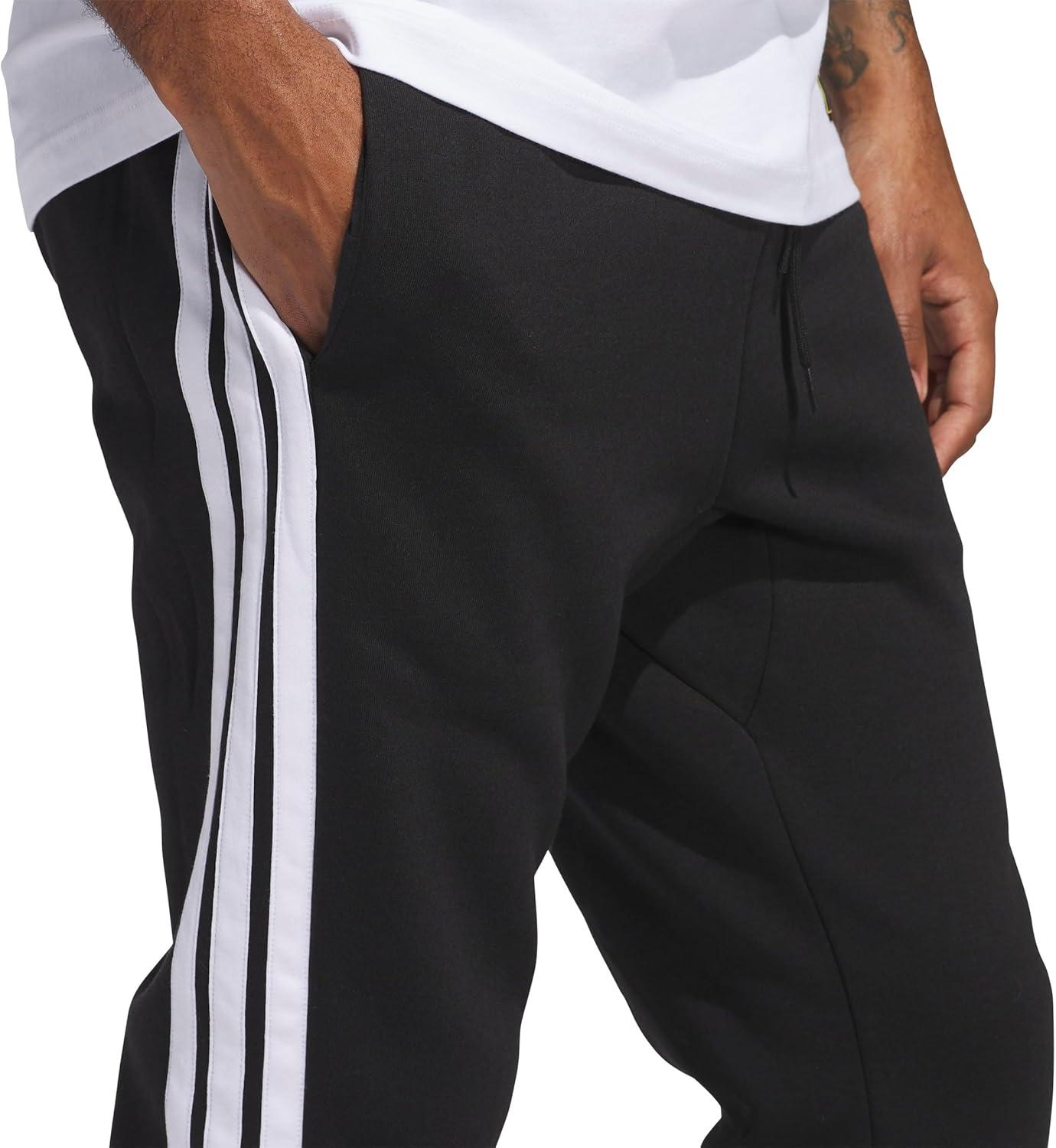 image:imageadidas Mens Essentials 3 Stripe Regular Fit Fleece PantsBlackWhiteWhite