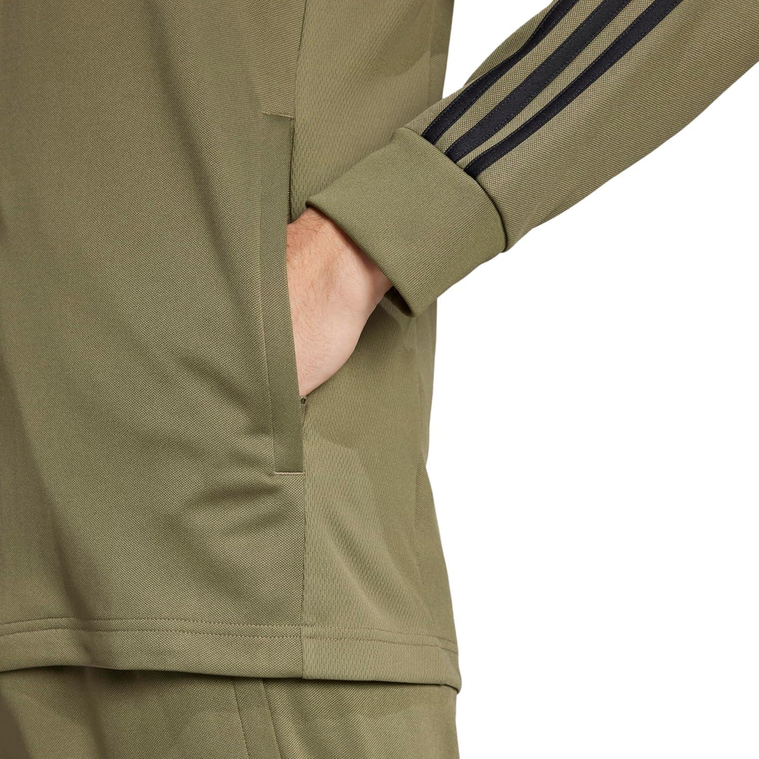 image:imageadidas Mens Sereno Cut 3Stripes Slim Track JacketOlive StrataBlack