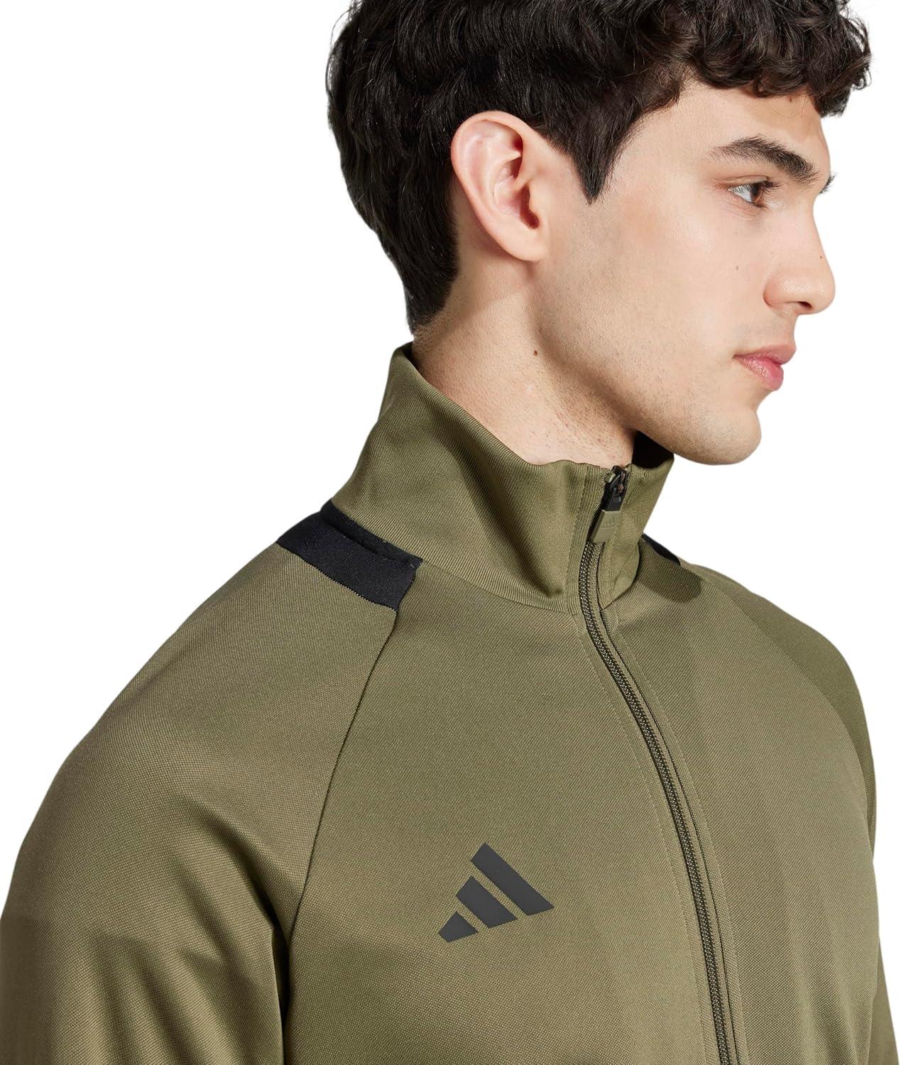 image:imageadidas Mens Sereno Cut 3Stripes Slim Track JacketOlive StrataBlack