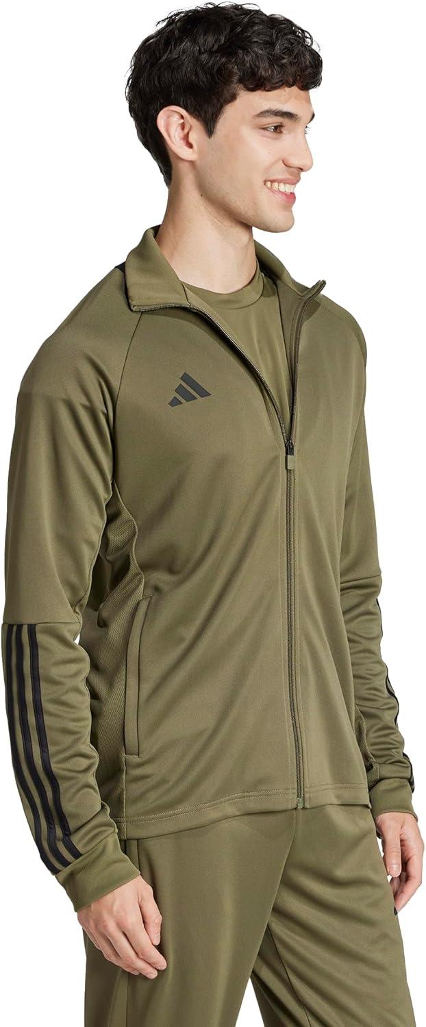 image:imageadidas Mens Sereno Cut 3Stripes Slim Track JacketOlive StrataBlack
