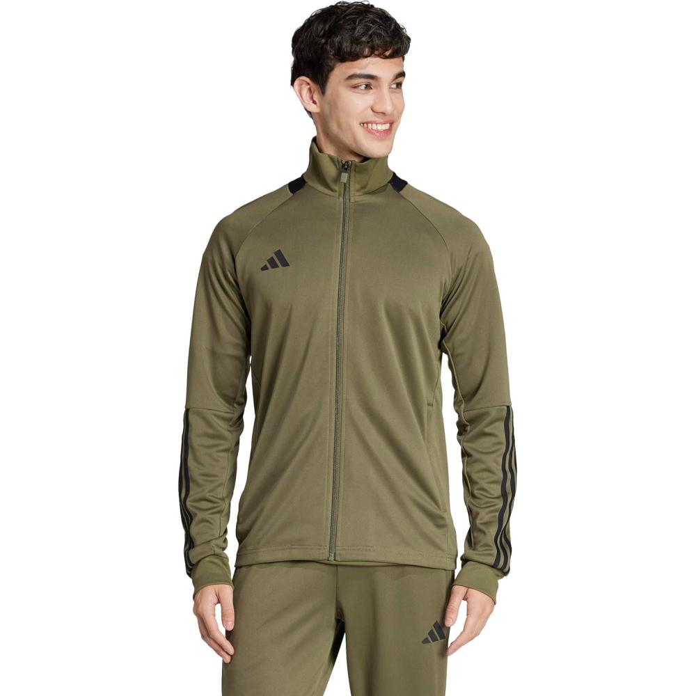 image:imageadidas Mens Sereno Cut 3Stripes Slim Track JacketOlive StrataBlack