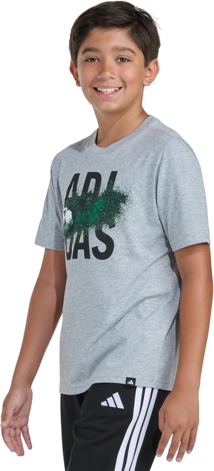 image:imageadidas Boys Short Sleeve Sport Graphic Tee ShirtMedium Grey Heather