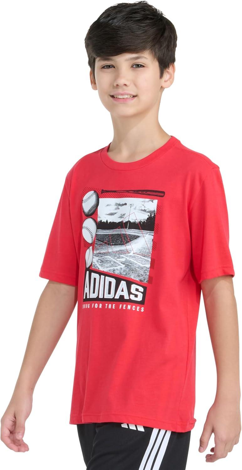 image:imageadidas Boys Short Sleeve Sport Graphic Tee ShirtPure Ruby