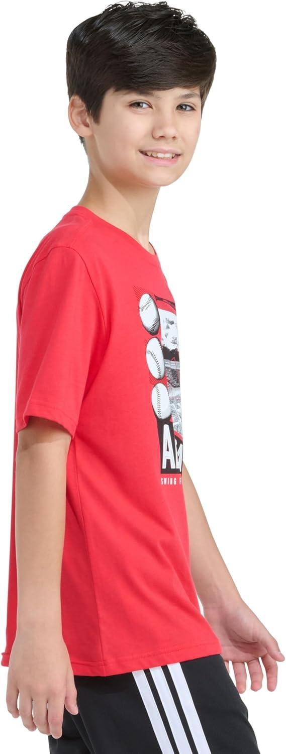 image:imageadidas Boys Short Sleeve Sport Graphic Tee ShirtPure Ruby