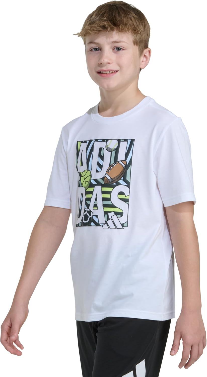 image:imageadidas Boys Short Sleeve Sport Graphic Tee ShirtWhite