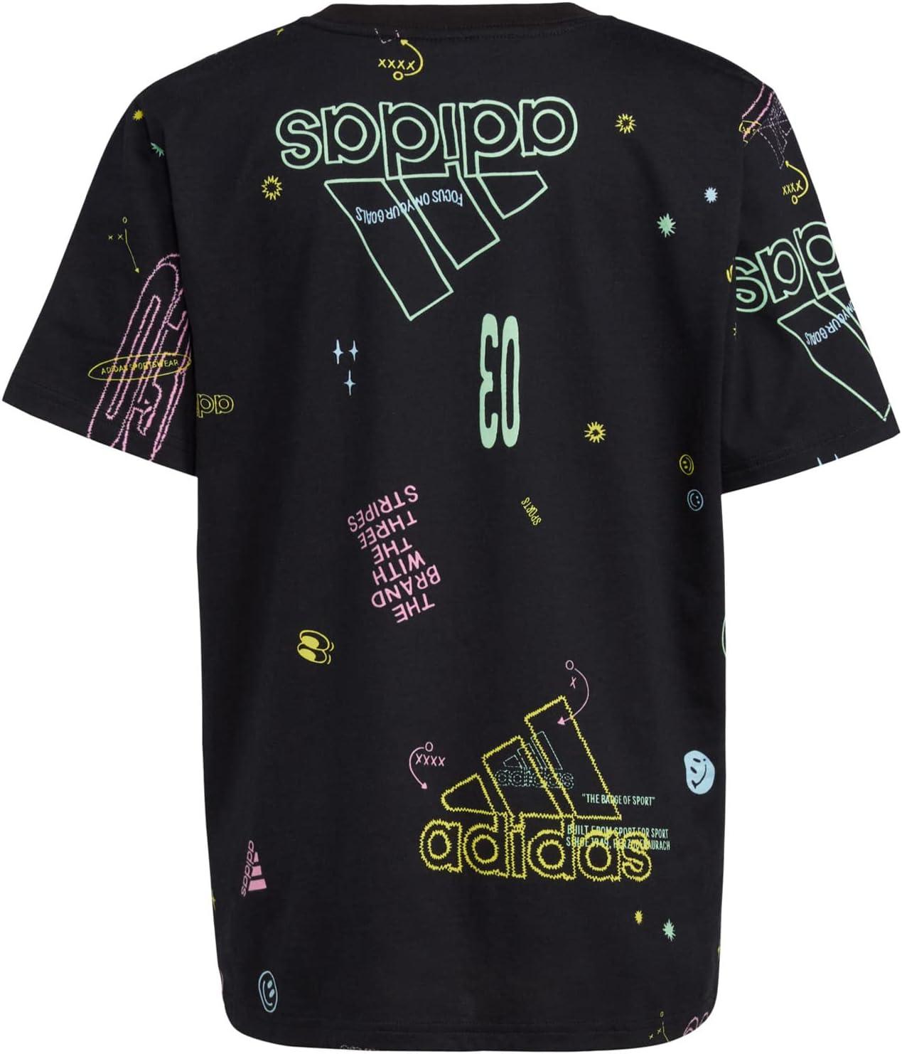 image:imageadidas Boys Short Sleeve Tiger Camo Bos Cotton Tee T ShirtBlack Icon