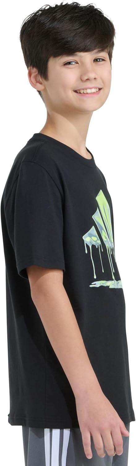 image:imageadidas Boys Short Sleeve Tiger Camo Bos Cotton Tee T ShirtBlack With Green