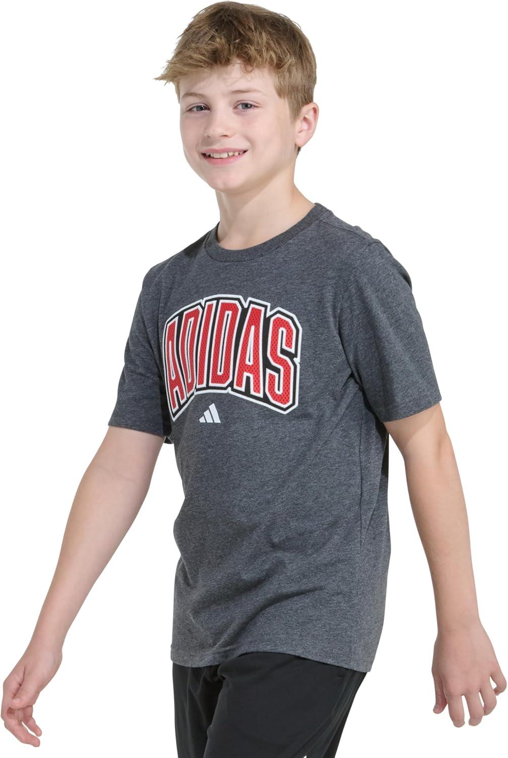 image:imageadidas Boys Short Sleeve Tiger Camo Bos Cotton Tee T ShirtDark Grey Heather