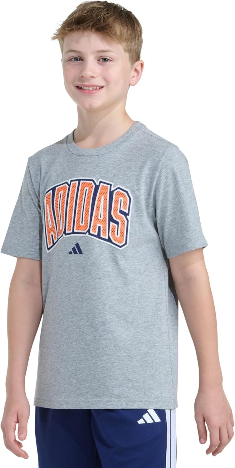 image:imageadidas Boys Short Sleeve Tiger Camo Bos Cotton Tee T ShirtMedium Grey Heather