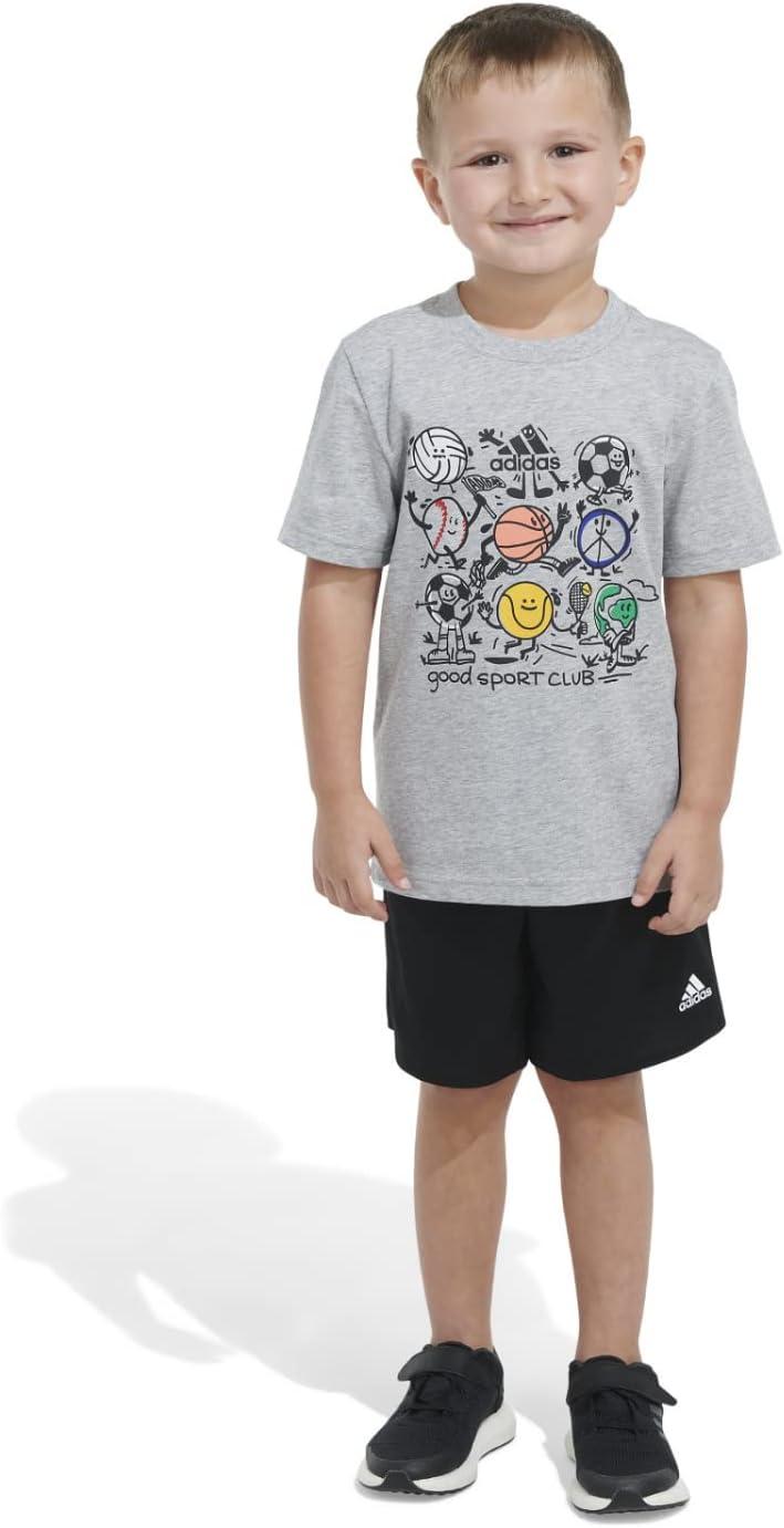 image:imageadidas Boys Short Sleeve Tiger Camo Bos Cotton Tee T ShirtMedium Grey Lil Sport Heather