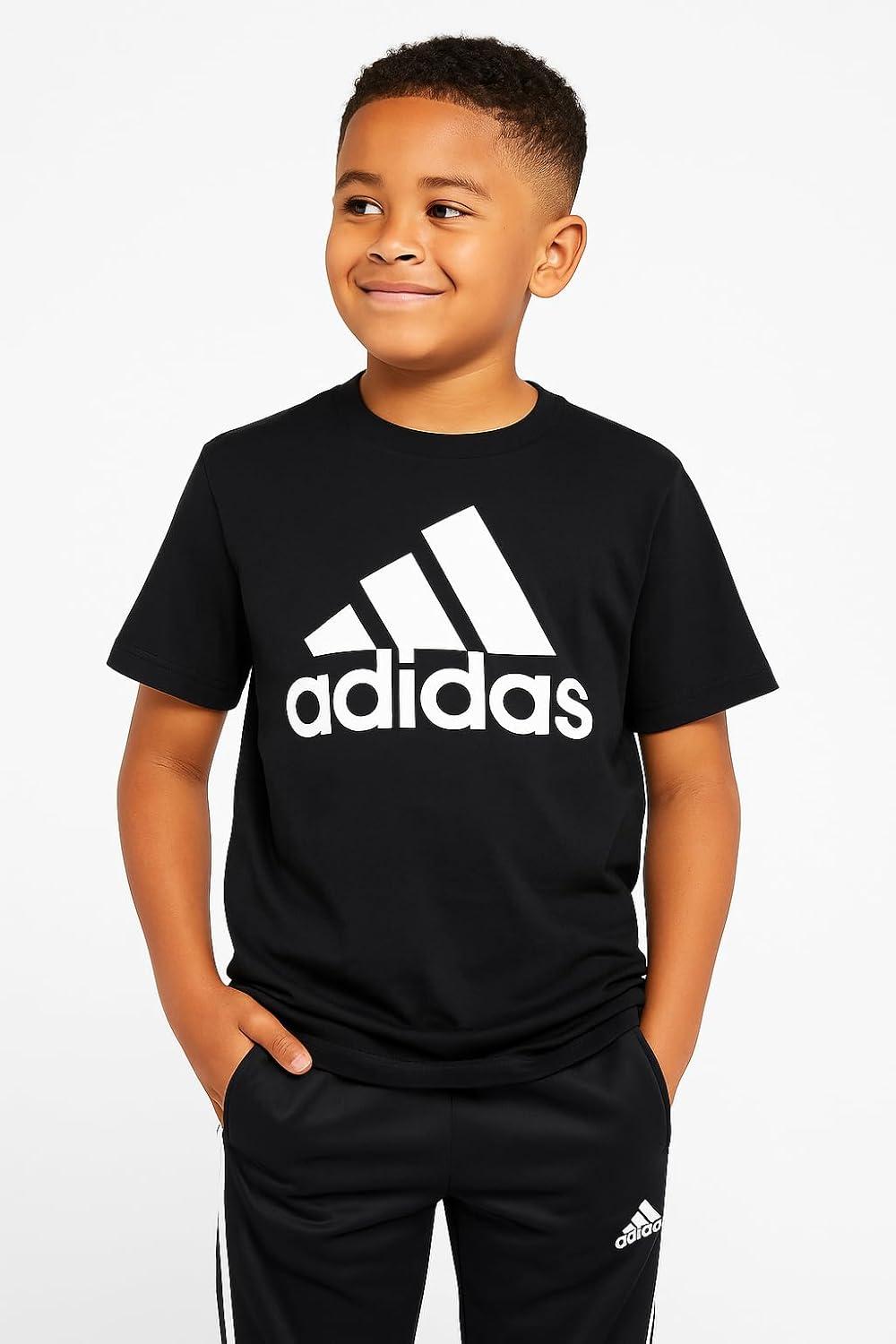 image:imageadidas Boys Short Sleeve Tiger Camo Bos Cotton Tee T ShirtRed Core