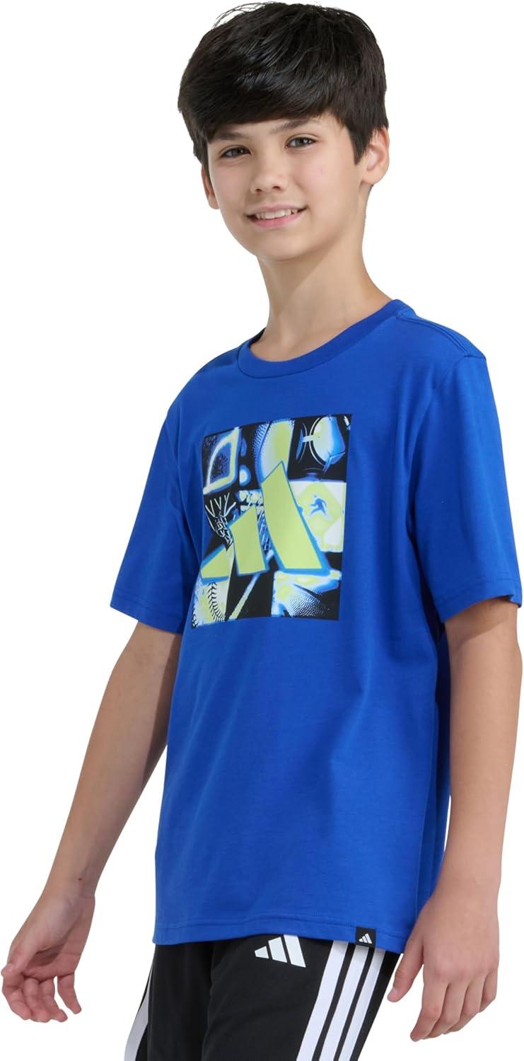 image:imageadidas Boys Short Sleeve Tiger Camo Bos Cotton Tee T ShirtTeam Royal Blue