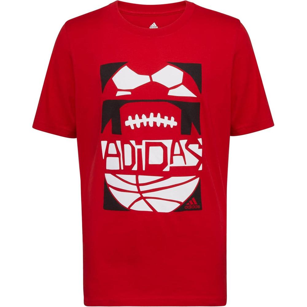 image:imageadidas Boys Short Sleeve Sport Graphic Tee ShirtBetter Scarlet