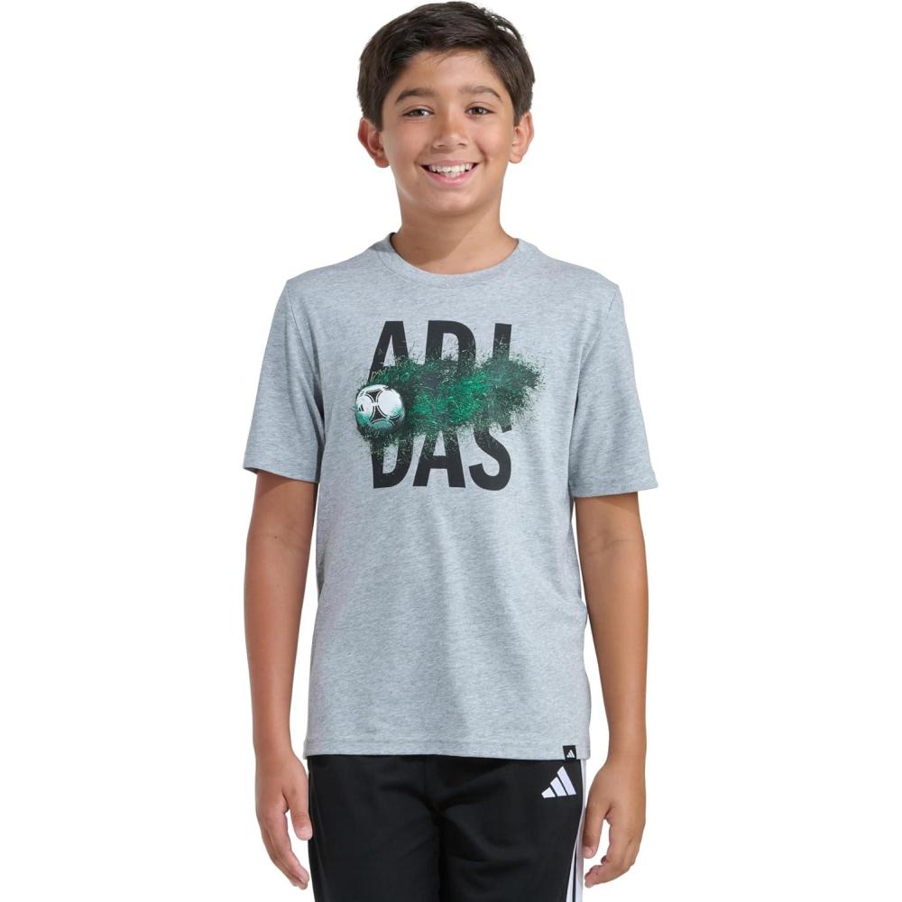 image:imageadidas Boys Short Sleeve Sport Graphic Tee ShirtMedium Grey Heather
