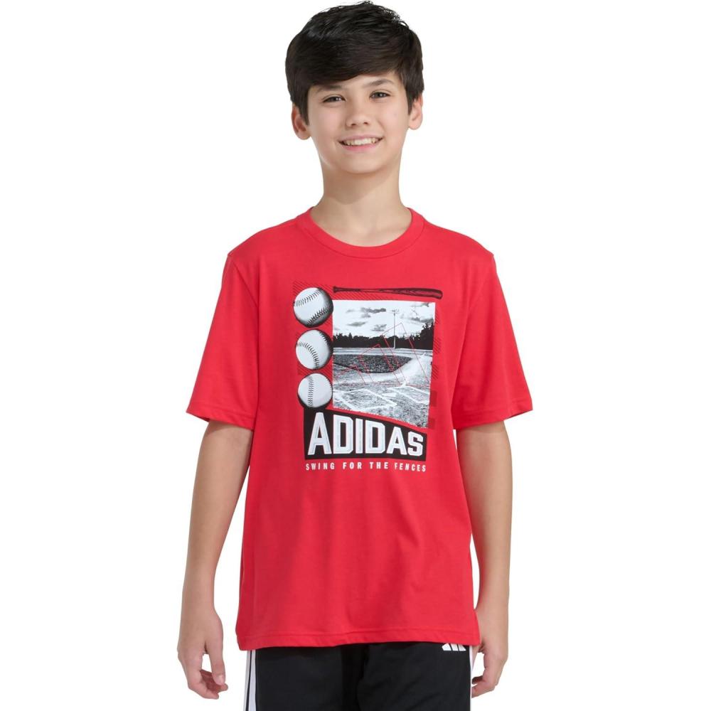 image:imageadidas Boys Short Sleeve Sport Graphic Tee ShirtPure Ruby
