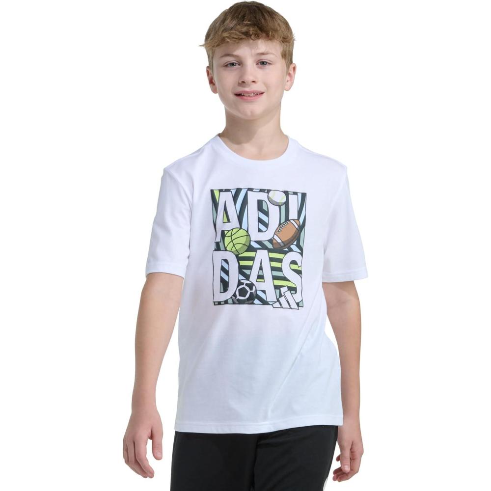 image:imageadidas Boys Short Sleeve Sport Graphic Tee ShirtWhite