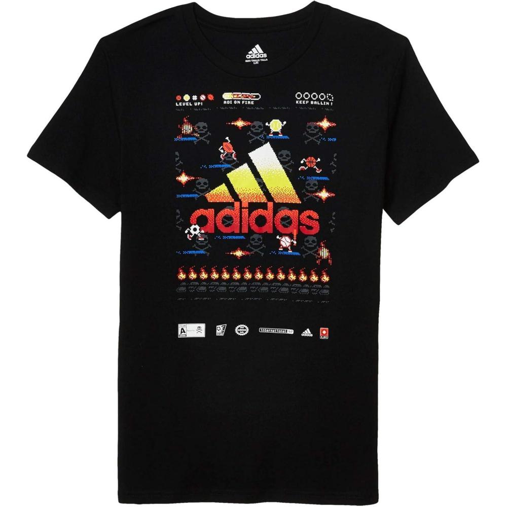image:imageadidas Boys Short Sleeve Tiger Camo Bos Cotton Tee T Shirt8bit Game Time Black
