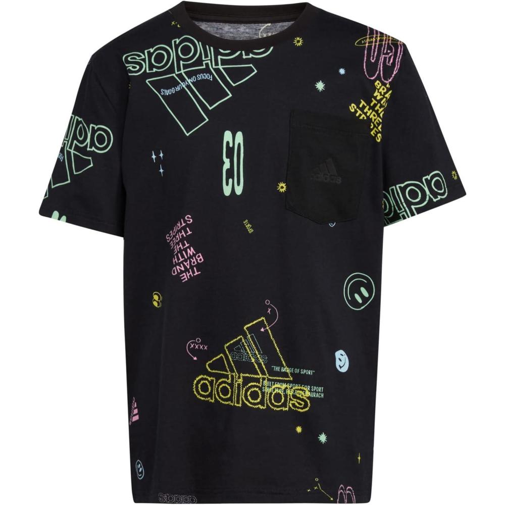 image:imageadidas Boys Short Sleeve Tiger Camo Bos Cotton Tee T ShirtBlack Icon