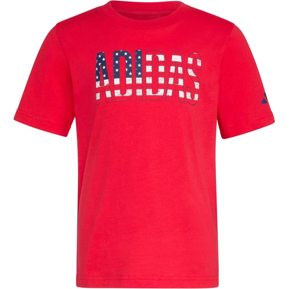 image:imageadidas Boys Short Sleeve Tiger Camo Bos Cotton Tee T ShirtRedNavy