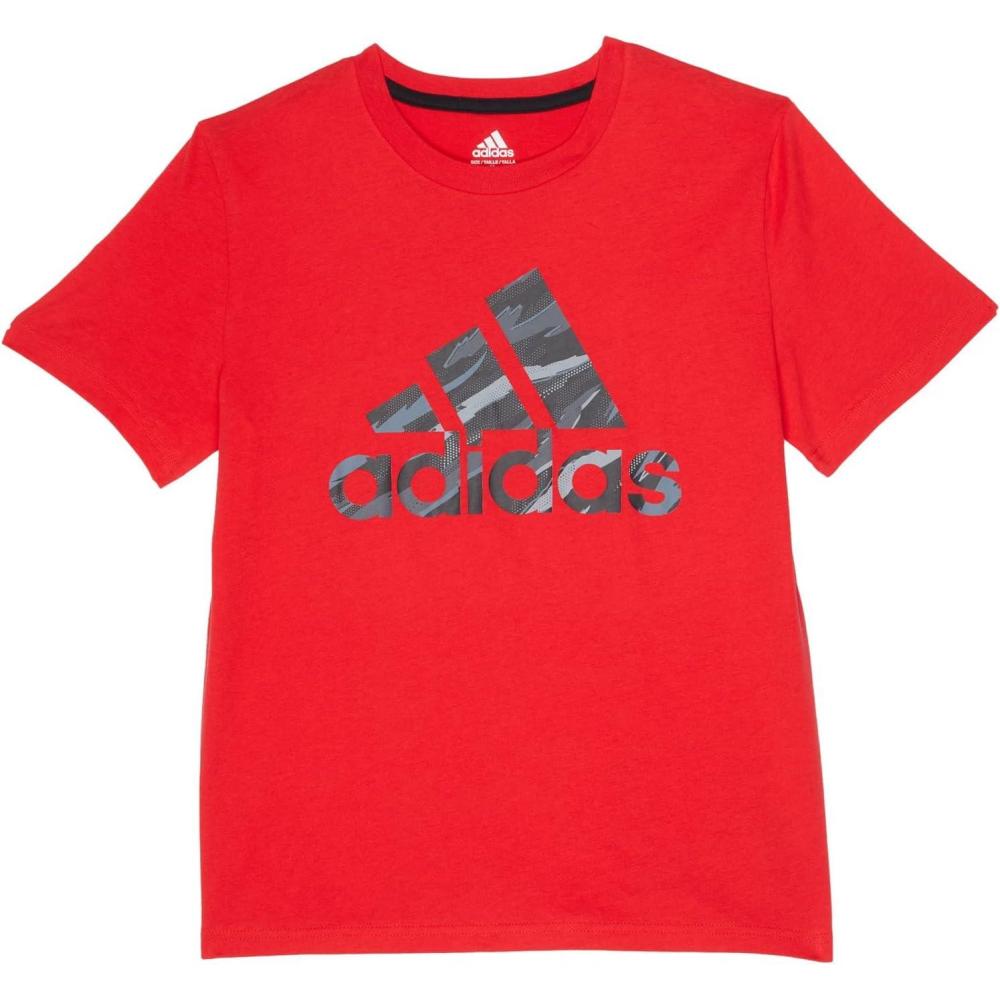 image:imageadidas Boys Short Sleeve Tiger Camo Bos Cotton Tee T ShirtVivid Red