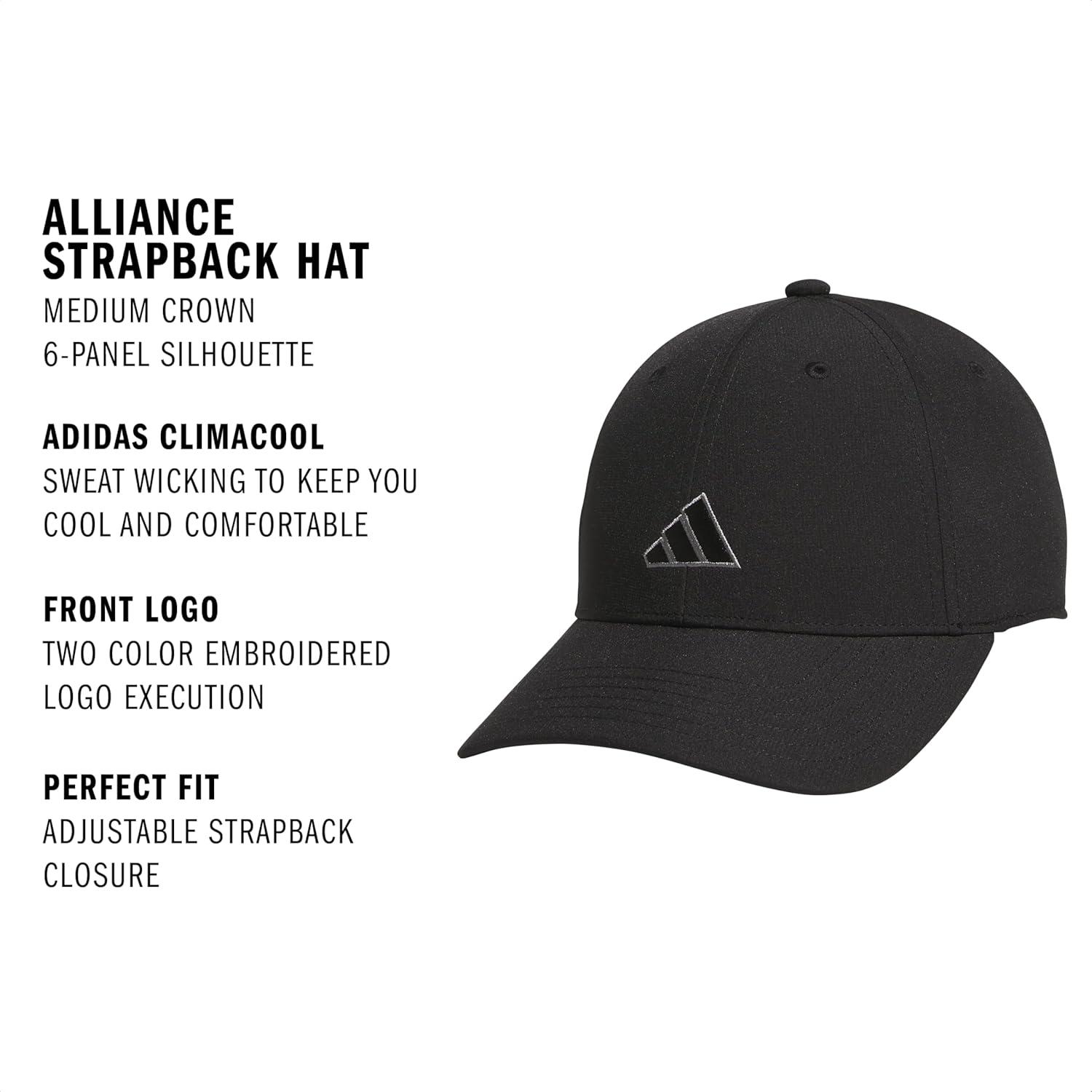 image:imageadidas Unisex Adult Alliance Strapback Hat Baseball Cap for KidsBlackGrey