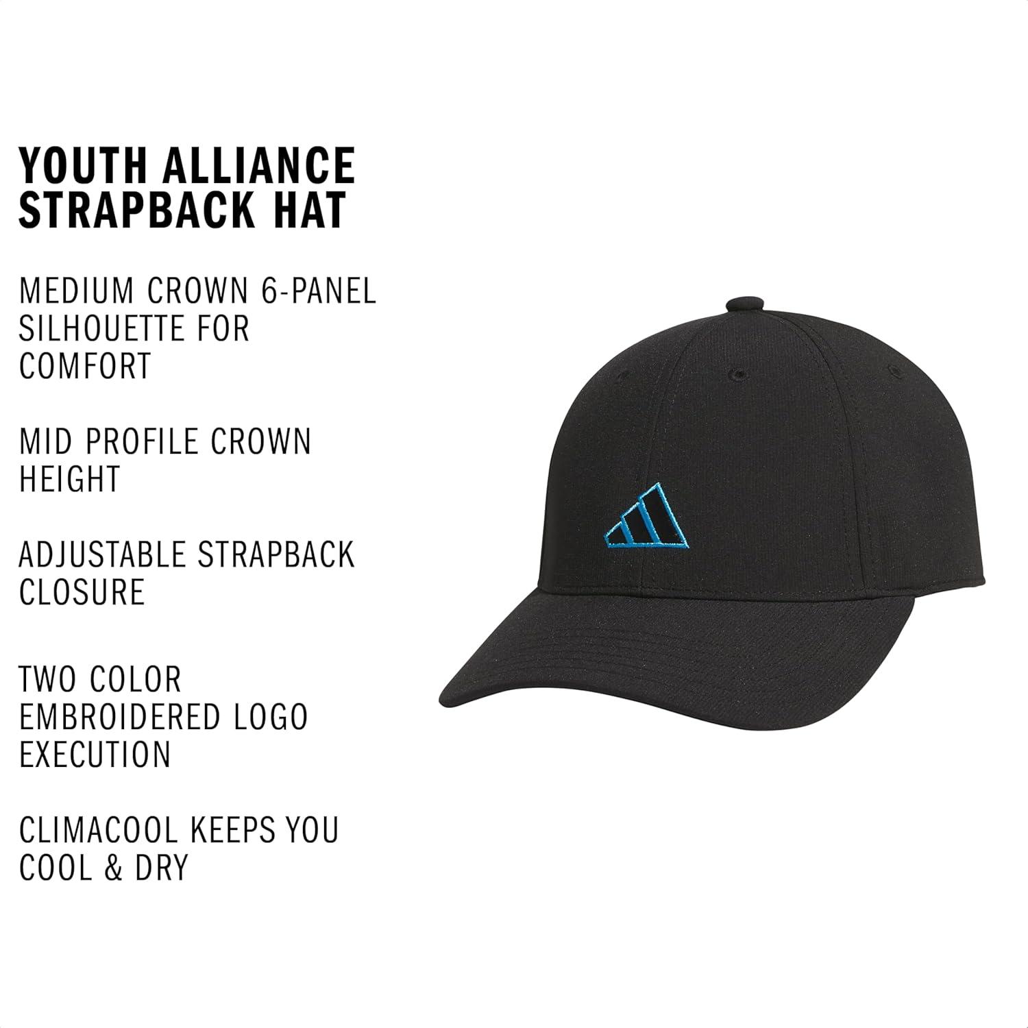 image:imageadidas Unisex Adult Alliance Strapback Hat Baseball Cap for KidsBlackLucid Aquamarine