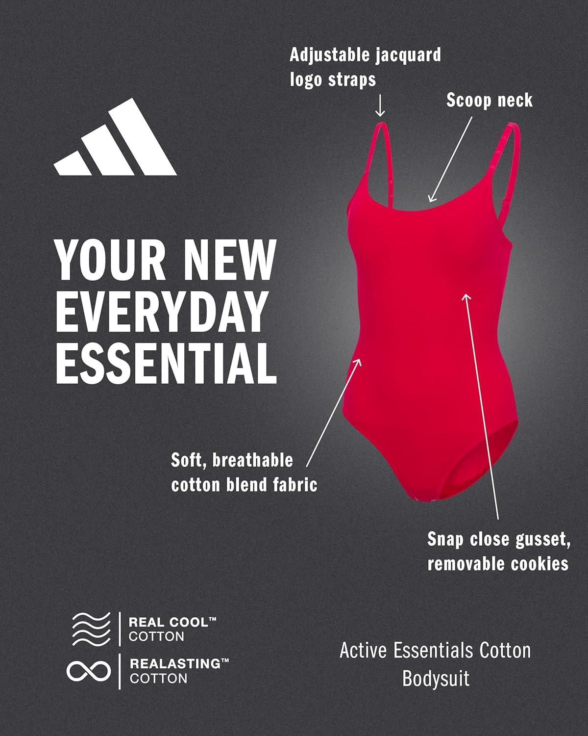 image:imageadidas Womens Active Essentials Cotton BodysuitPure Ruby