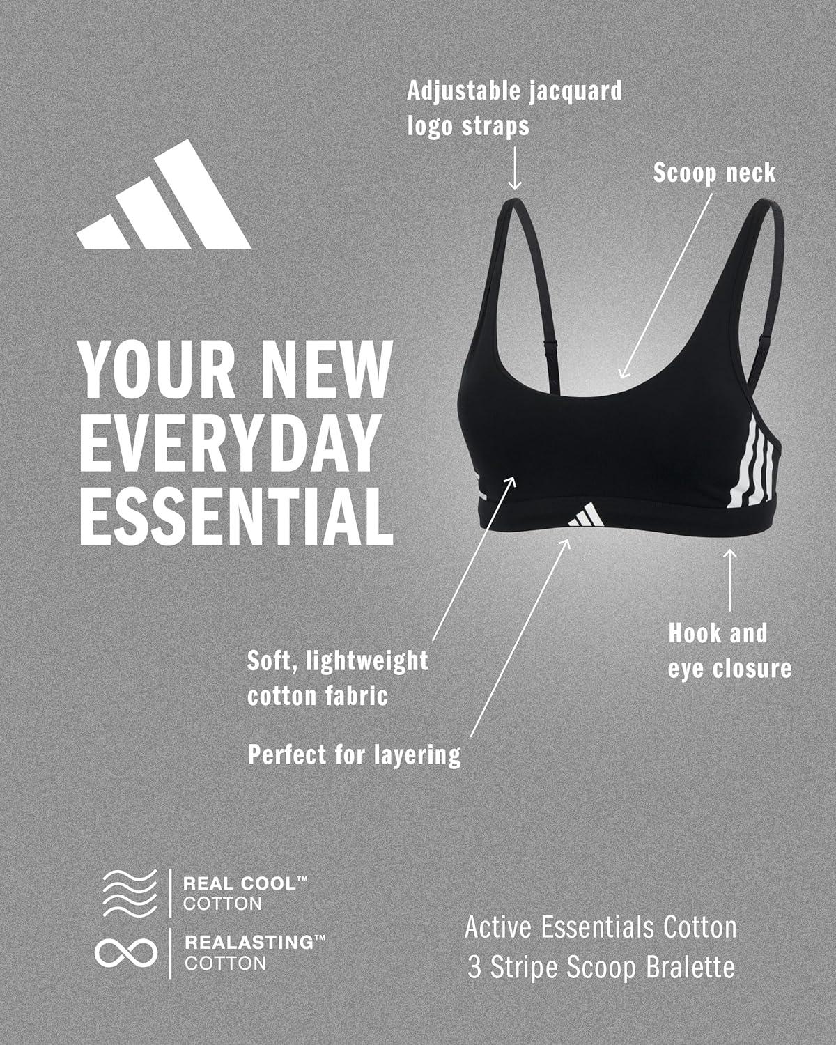 image:imageadidas Womens Active Essentials Cotton Scoop BraletteSt Tropic Bloom