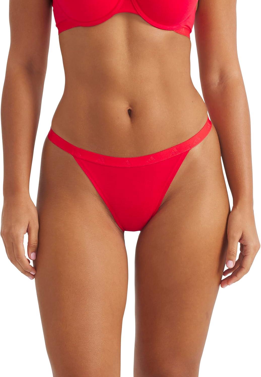 image:imageadidas Womens Active Essentials Cotton String Bikini UnderwearHeather Grey WhitePure Ruby