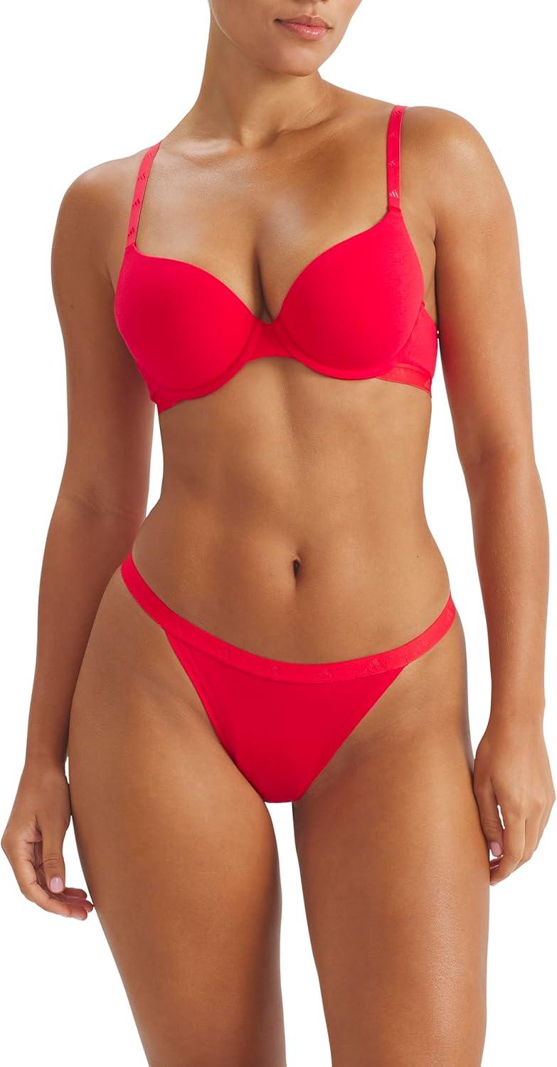 image:imageadidas Womens Active Essentials Cotton String Bikini UnderwearHeather Grey WhitePure Ruby