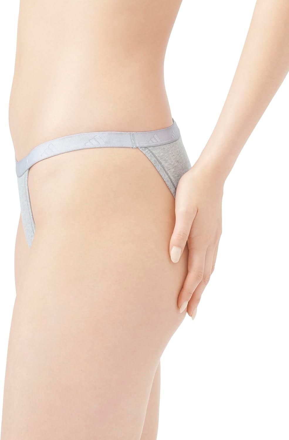 image:imageadidas Womens Active Essentials Cotton String Bikini UnderwearHeather Grey WhitePure Ruby