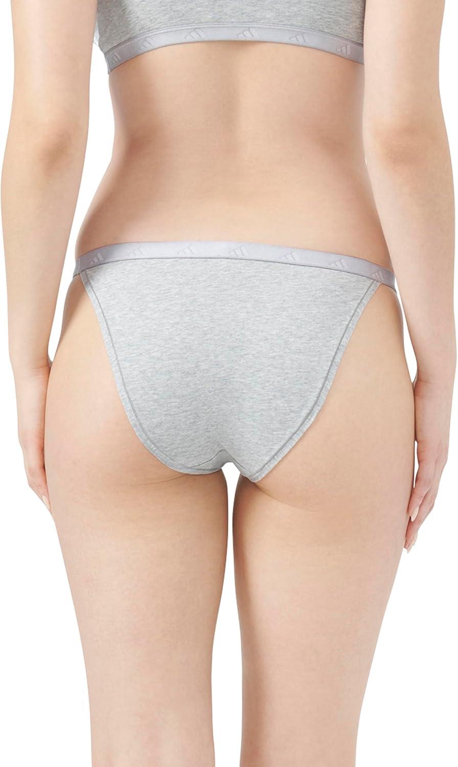 image:imageadidas Womens Active Essentials Cotton String Bikini UnderwearHeather Grey WhitePure Ruby