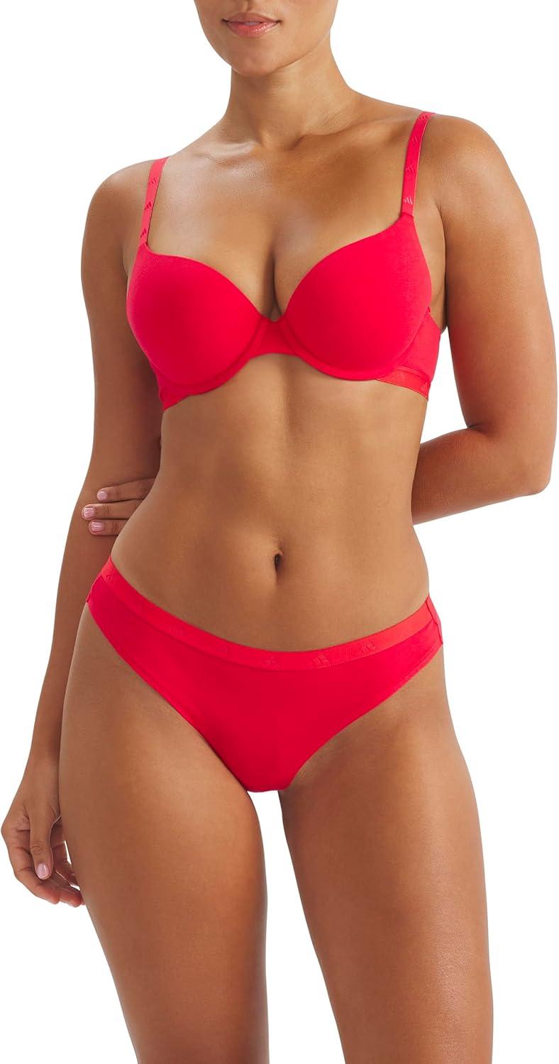 image:imageadidas Womens Active Essentials Low Rise Cotton Thong UnderwearHeather Grey WhitePure Ruby