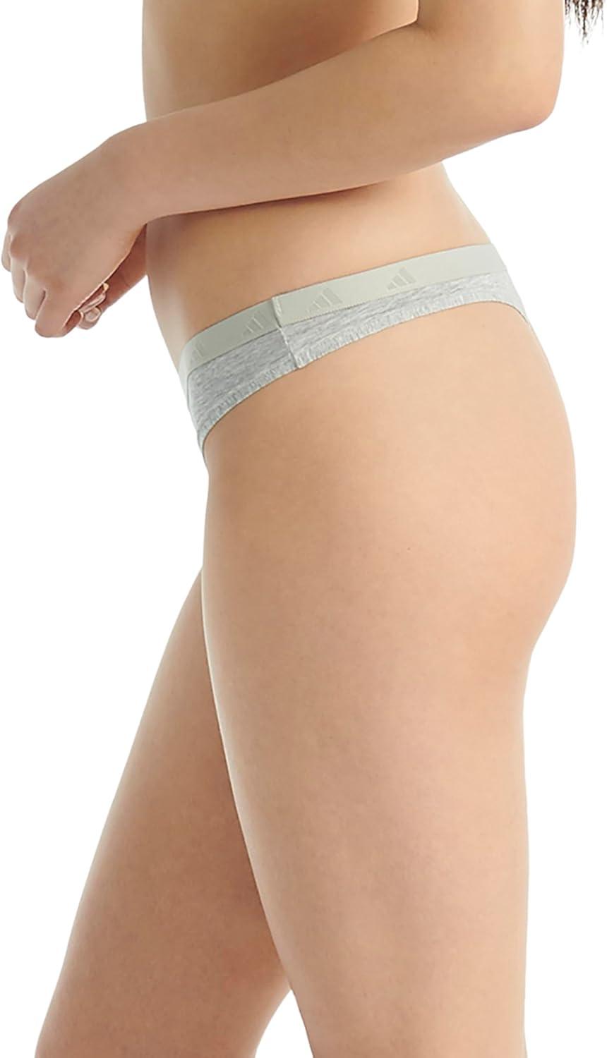 image:imageadidas Womens Active Essentials Low Rise Cotton Thong UnderwearHeather Grey WhitePure Ruby