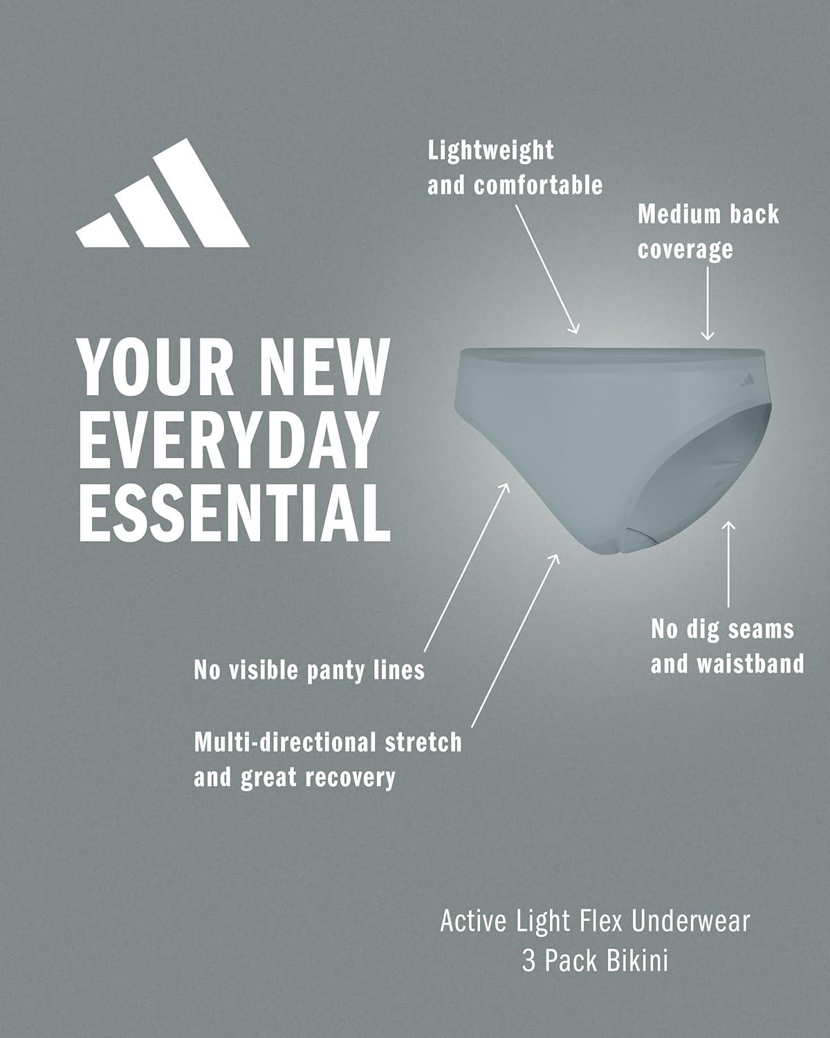 image:imageadidas Womens Active Light Flex Bikini UnderwearBlack Sandy PinkWonder Sage