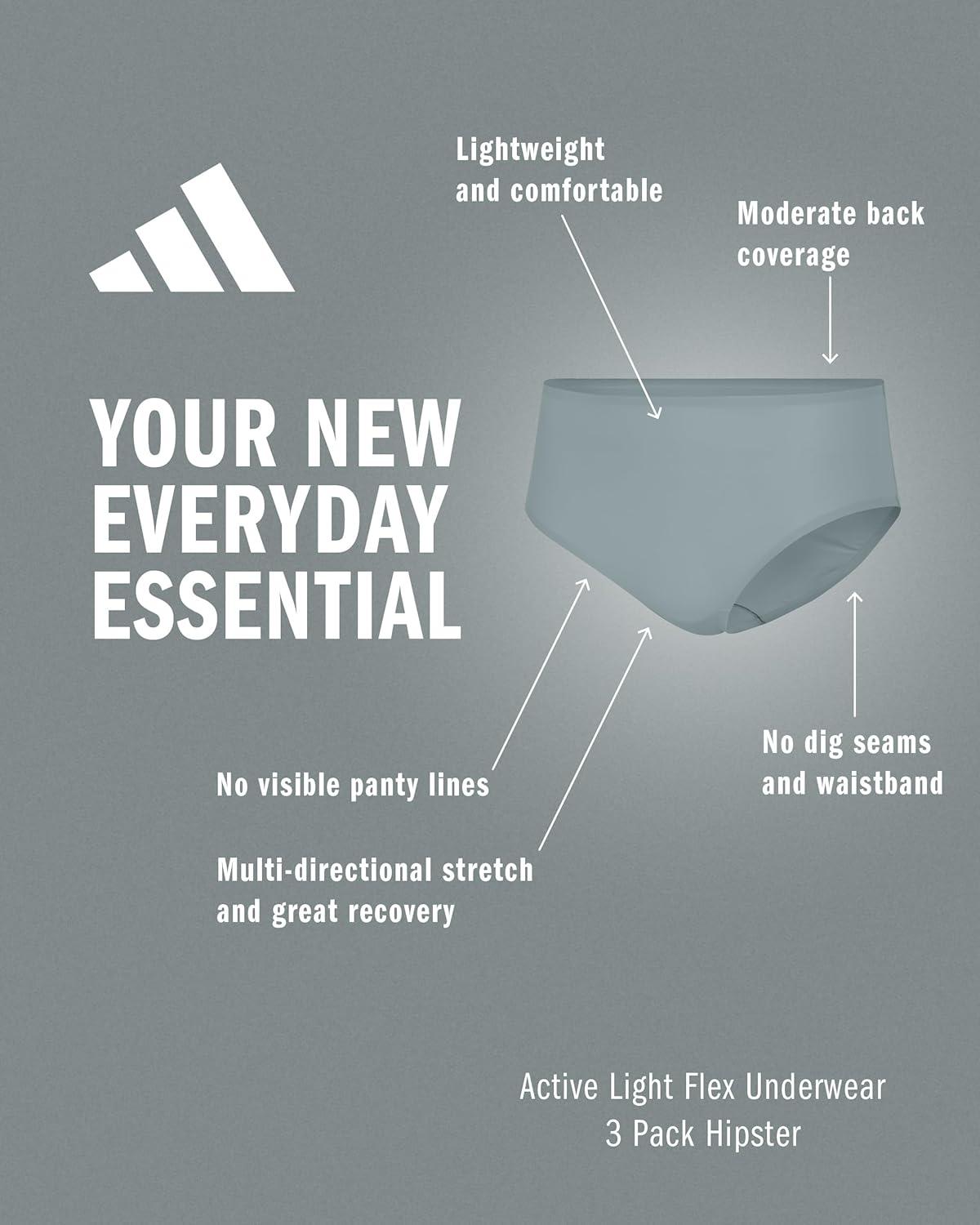 image:imageadidas Womens Active Light Flex Hipster UnderwearBlackToasted AlmondSandy Pink