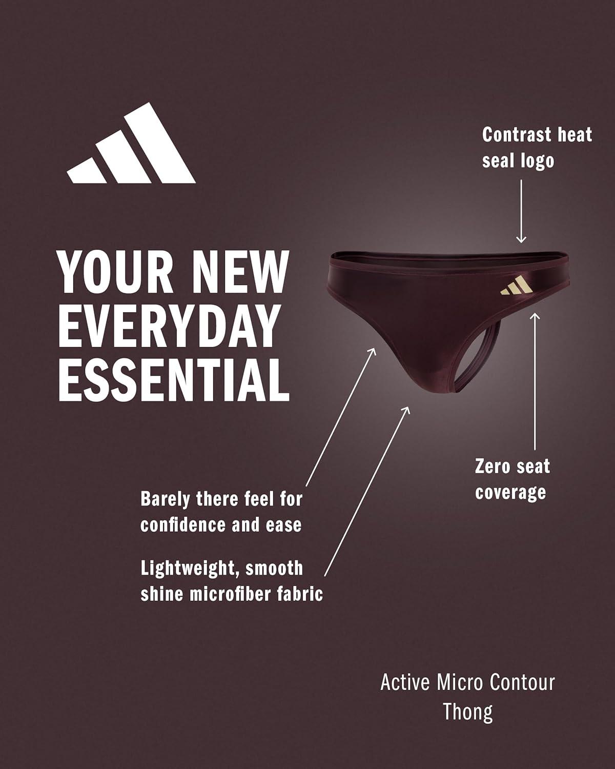 image:imageadidas Womens Active Micro Contour Thong UnderwearShadow Brown