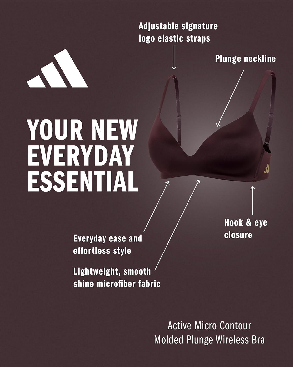 image:imageadidas Womens Active Micro Contour Wireless Plunge BraShadow Brown