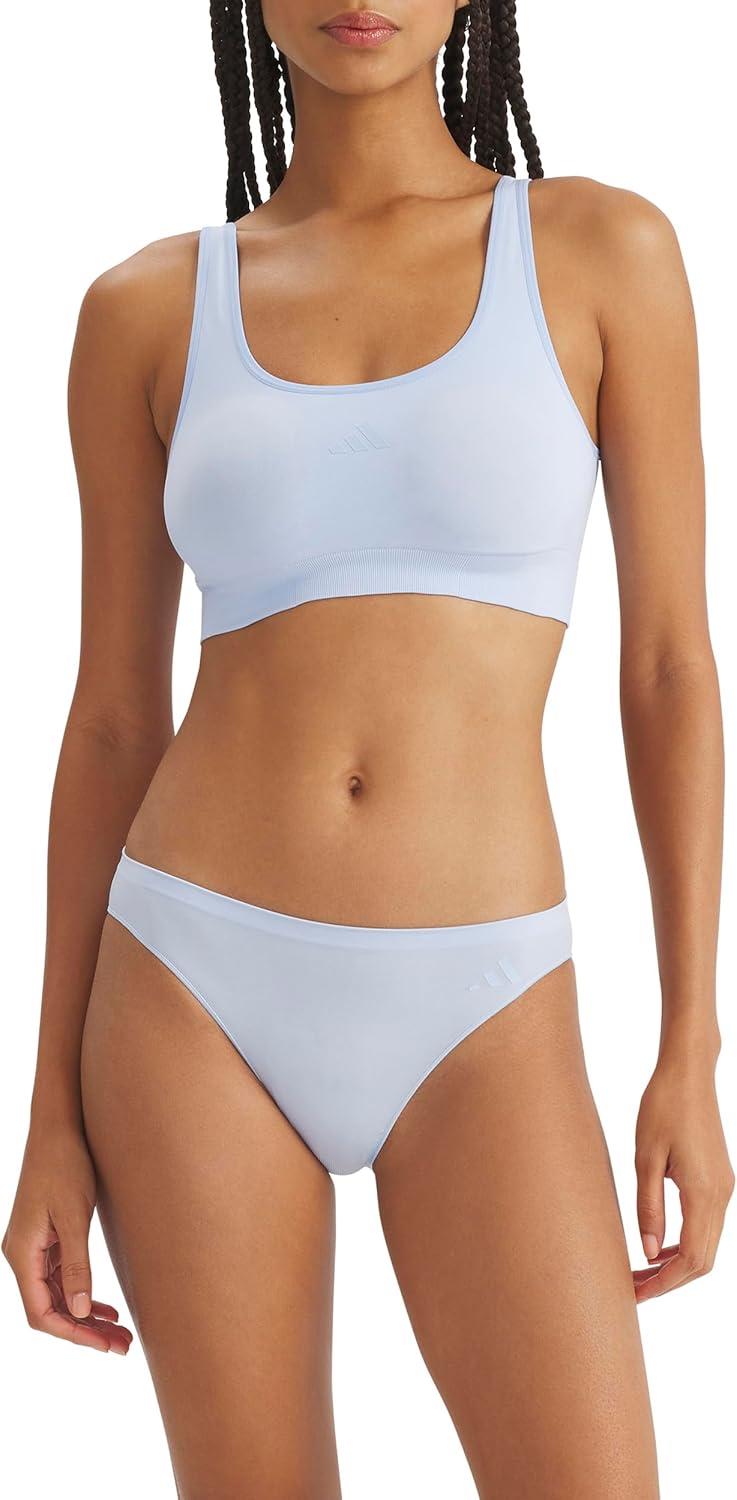 image:imageadidas Womens Active Seamless Bikini Brief UnderwearEasy CoralWhiteGlow Blue