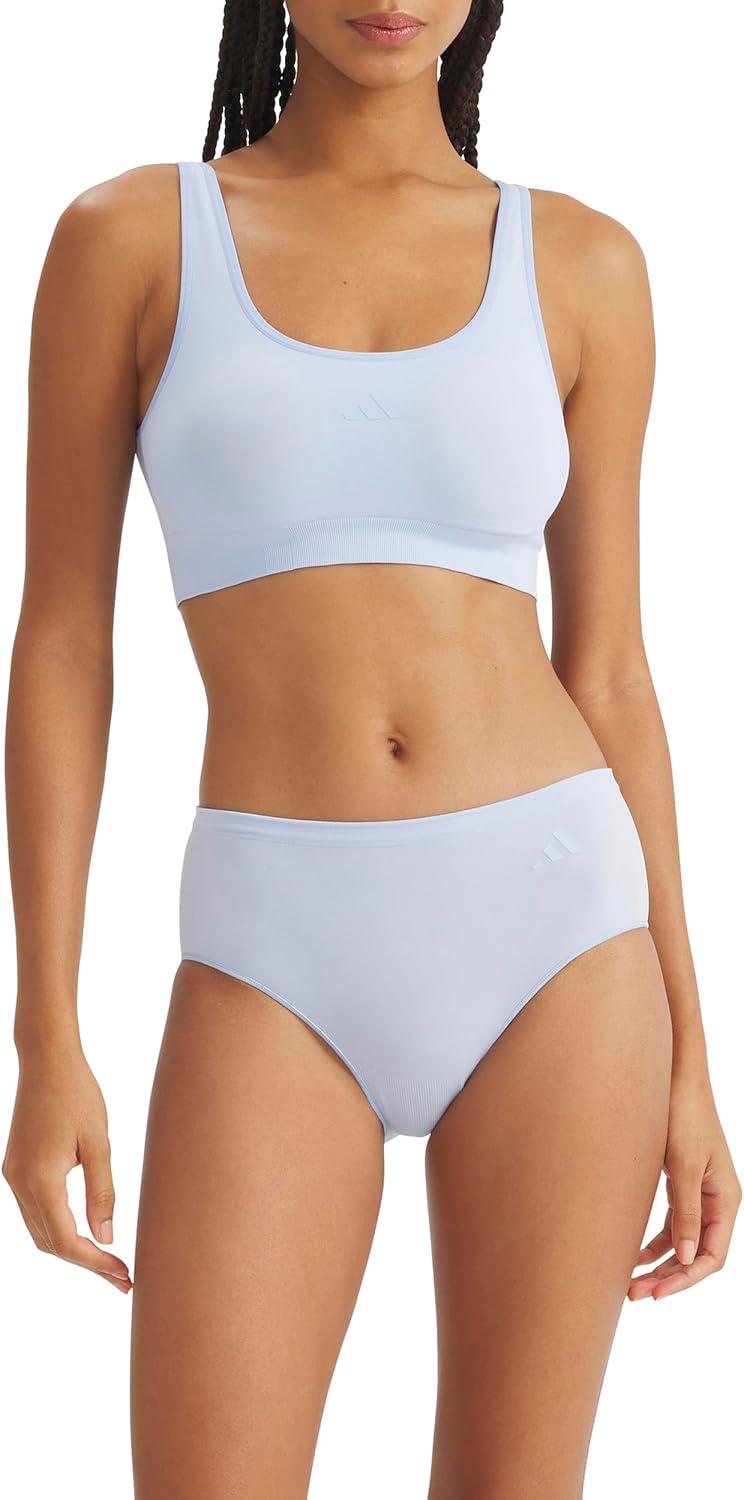 image:imageadidas Womens Active Seamless Hipster UnderwearEasy CoralWhiteGlow Blue