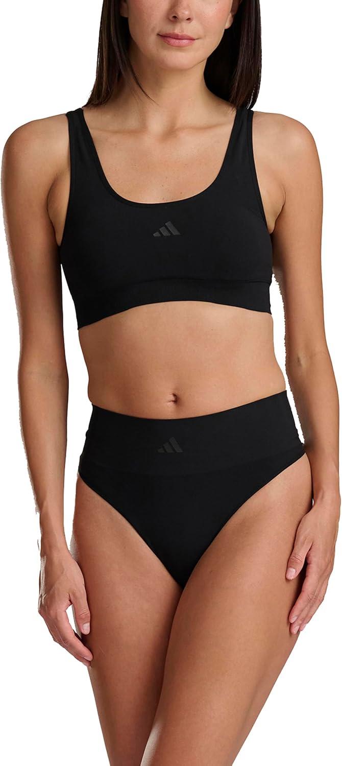 image:imageadidas Womens Active Seamless Micro Stretch High Waist Thong UnderwearBlack