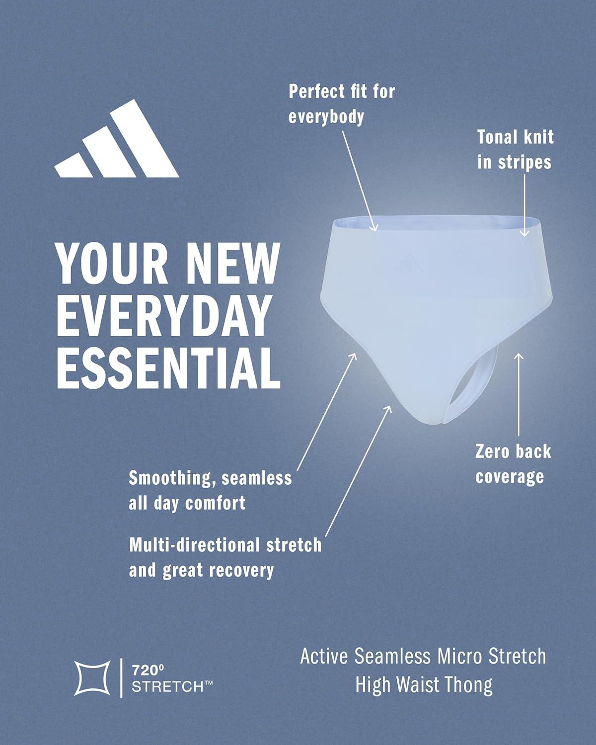 image:imageadidas Womens Active Seamless Micro Stretch High Waist Thong UnderwearGlow Blue