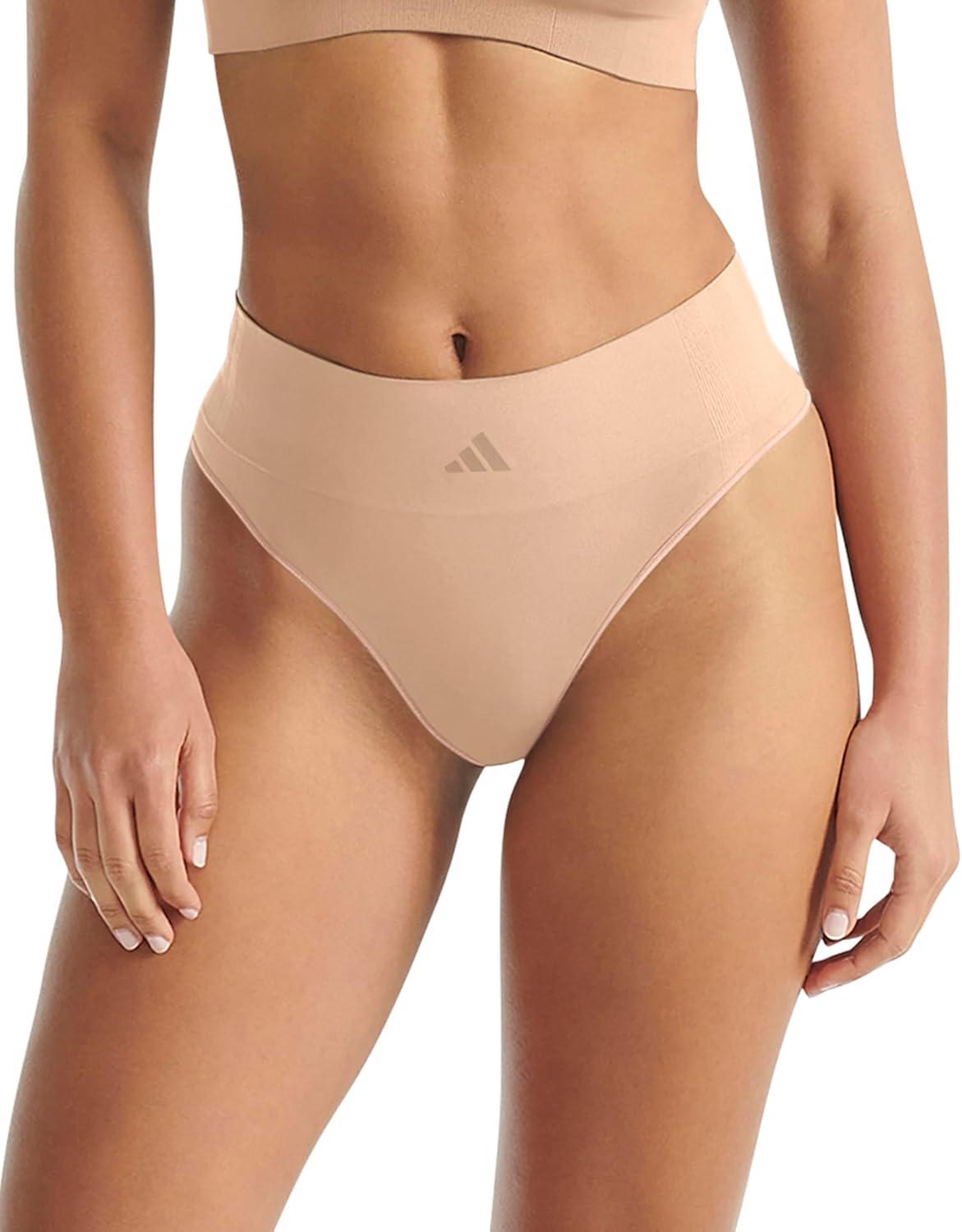 image:imageadidas Womens Active Seamless Micro Stretch High Waist Thong UnderwearToasted Almond