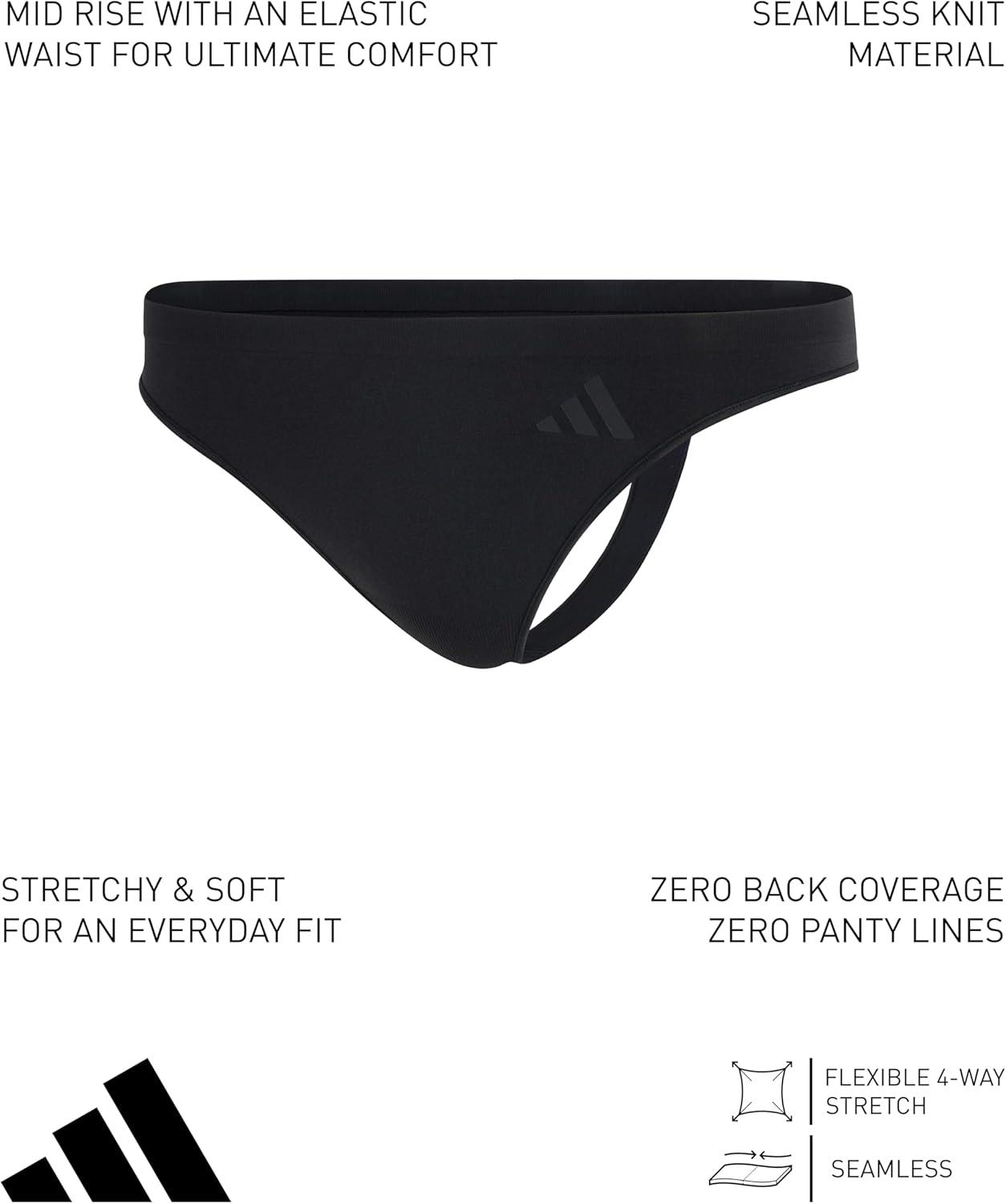 image:imageadidas Womens Active Seamless Thong Underwear Multipack BlackToasted AlmondWonder Quartz Medium