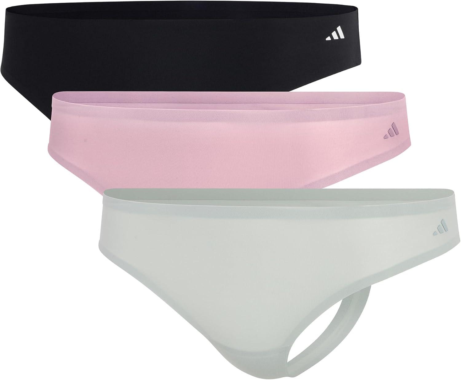 image:imageadidas Womens Active Seamless Thong Underwear MultipackBlackClear Pink