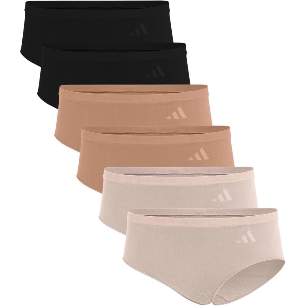image:imageadidas Womens Active Seamless Hipster Underwear 6PackBlackBlackToasted AlmondToasted AlmondWonder QuartzWonder Quartz
