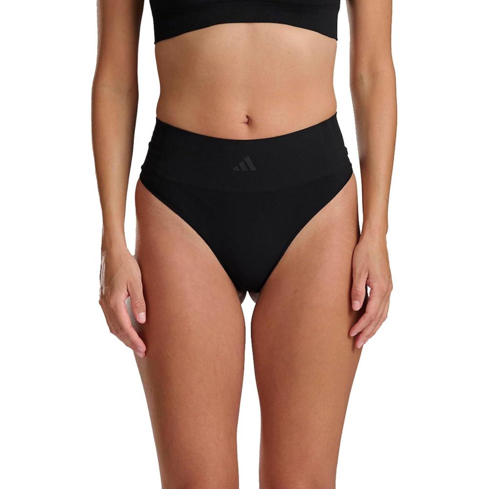 image:imageadidas Womens Active Seamless Micro Stretch High Waist Thong UnderwearBlack