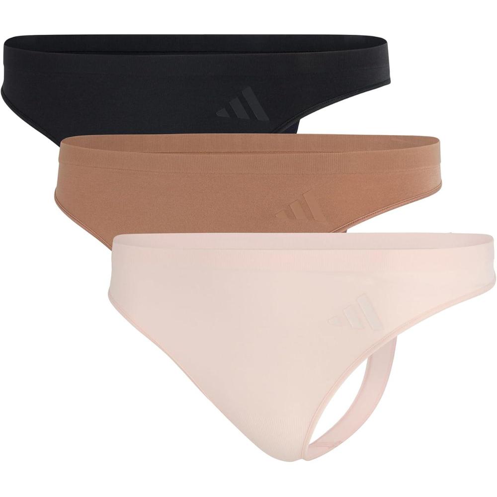 image:imageadidas womens Active Seamless Thong UnderwearBlackToasted AlmondWonder Quartz